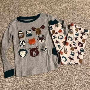 Wonder Nation Gray and Cream Animal Pajama Set